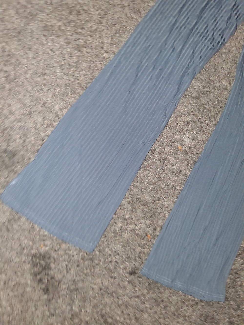Womens Blue Ribbed Wide-Leg Leggings Size M
